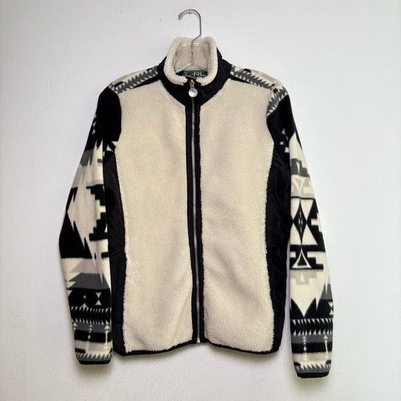 L-RL Lauren Active Ralph Lauren Aztec Southwestern Geometric Fleece Jacket M - Picture 3 of 13